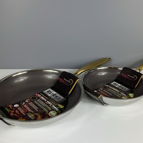 David Burke Ceramic Hybrid 8" 10" Heavy Stainless Steel Skillet Frying Pans NEW - Picture 2 of 12